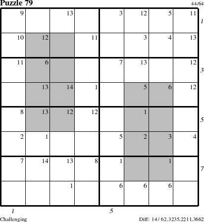 Step-by-Step Instructions for Puzzle 79 with all 14 steps marked