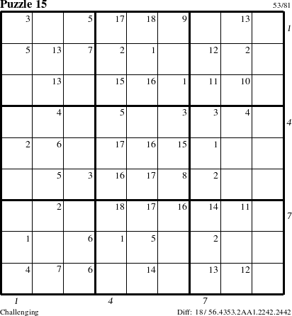 Step-by-Step Instructions for Puzzle 15 with all 18 steps marked