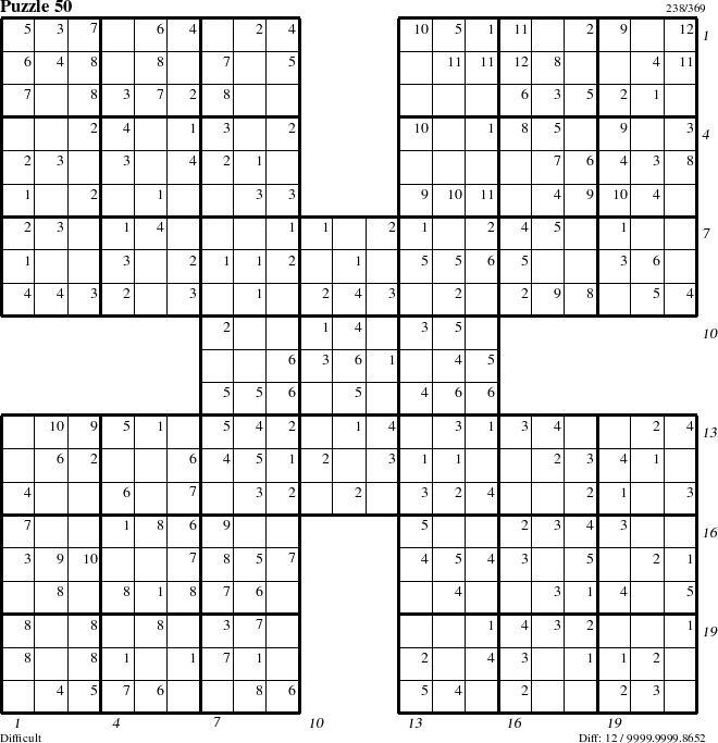 Step-by-Step Instructions for Puzzle 50 with all 12 steps marked