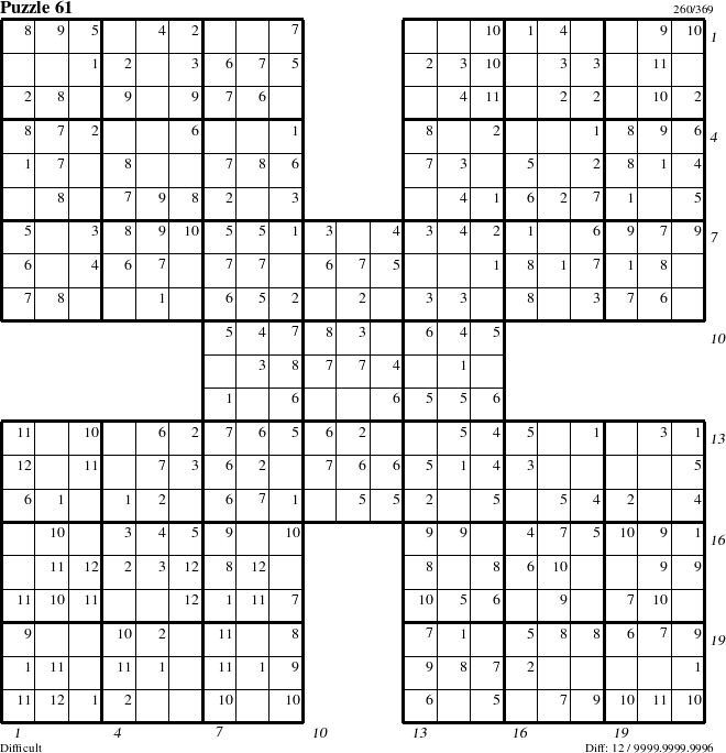 Step-by-Step Instructions for Puzzle 61 with all 12 steps marked