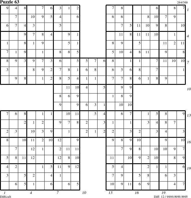 Step-by-Step Instructions for Puzzle 63 with all 12 steps marked