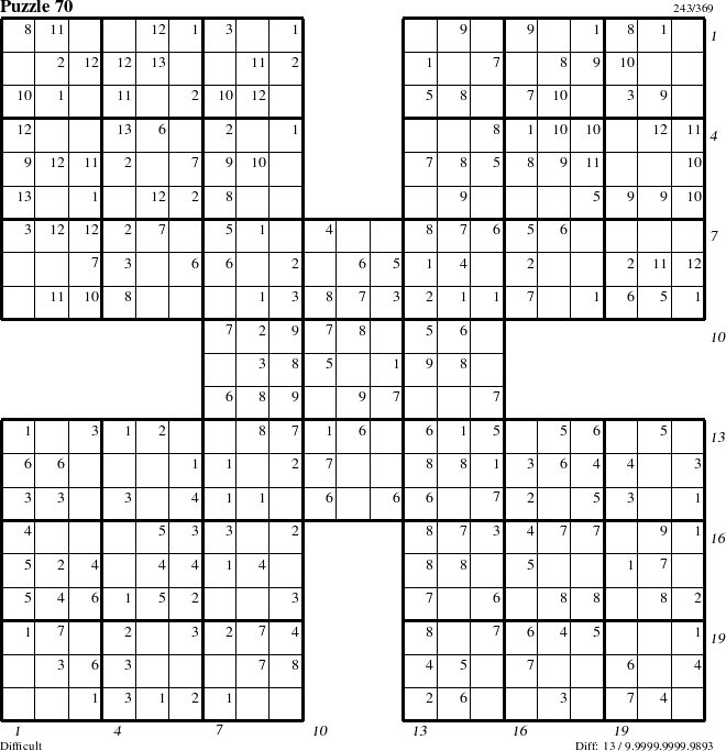 Step-by-Step Instructions for Puzzle 70 with all 13 steps marked