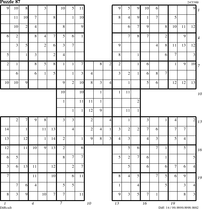 Step-by-Step Instructions for Puzzle 87 with all 14 steps marked