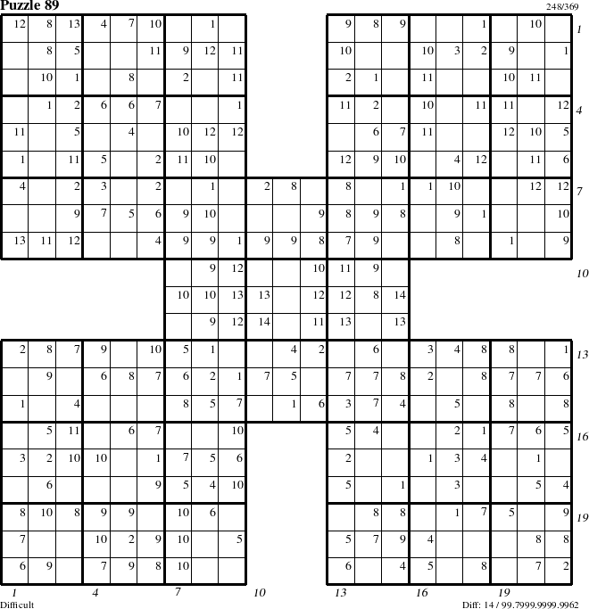 Step-by-Step Instructions for Puzzle 89 with all 14 steps marked