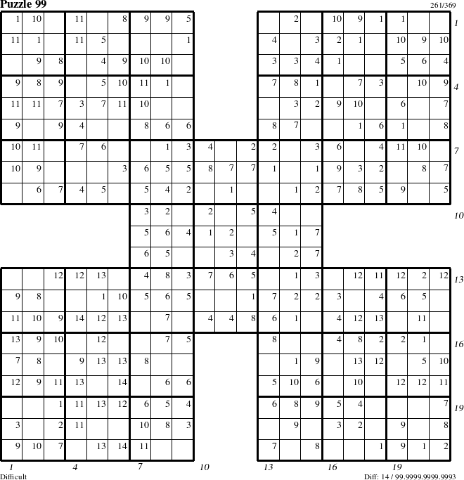 Step-by-Step Instructions for Puzzle 99 with all 14 steps marked