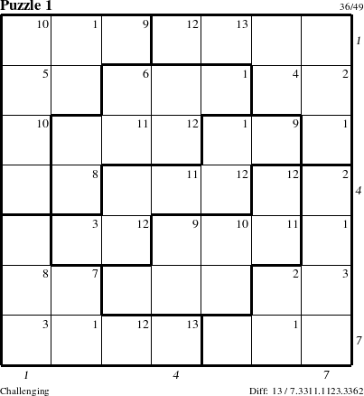 Step-by-Step Instructions for Puzzle 1 with all 13 steps marked