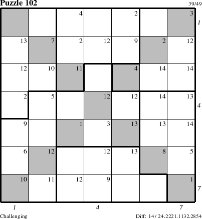 Step-by-Step Instructions for Puzzle 102 with all 14 steps marked