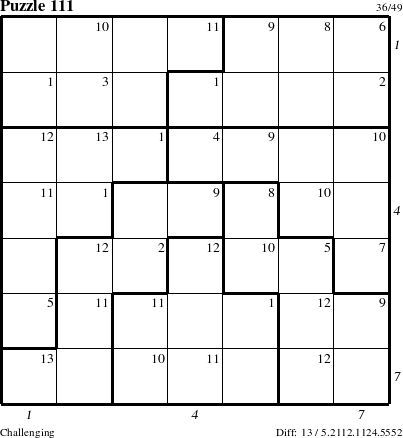 Step-by-Step Instructions for Puzzle 111 with all 13 steps marked