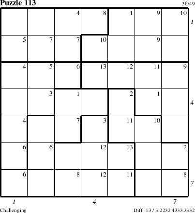 Step-by-Step Instructions for Puzzle 113 with all 13 steps marked