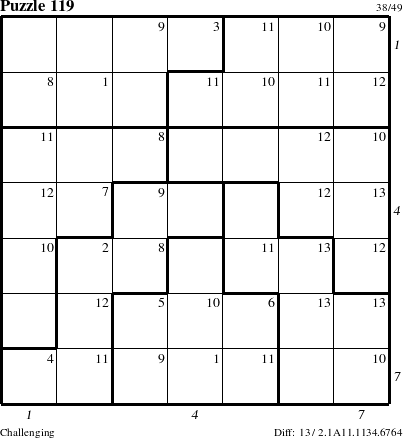 Step-by-Step Instructions for Puzzle 119 with all 13 steps marked