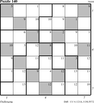 Step-by-Step Instructions for Puzzle 140 with all 13 steps marked