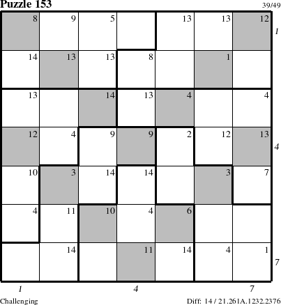 Step-by-Step Instructions for Puzzle 153 with all 14 steps marked