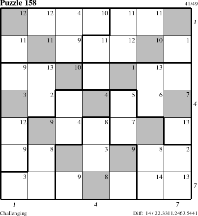 Step-by-Step Instructions for Puzzle 158 with all 14 steps marked