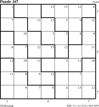 Step-by-Step Instructions for Puzzle 167 with all 13 steps marked