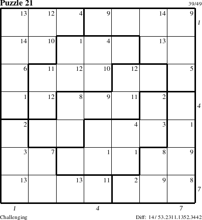 Step-by-Step Instructions for Puzzle 21 with all 14 steps marked