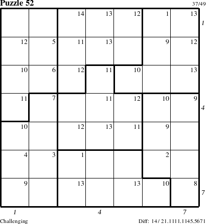 Step-by-Step Instructions for Puzzle 52 with all 14 steps marked