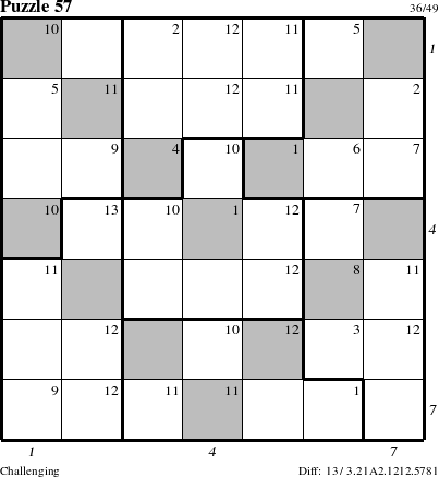 Step-by-Step Instructions for Puzzle 57 with all 13 steps marked