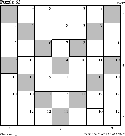 Step-by-Step Instructions for Puzzle 63 with all 13 steps marked