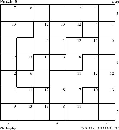 Step-by-Step Instructions for Puzzle 8 with all 13 steps marked