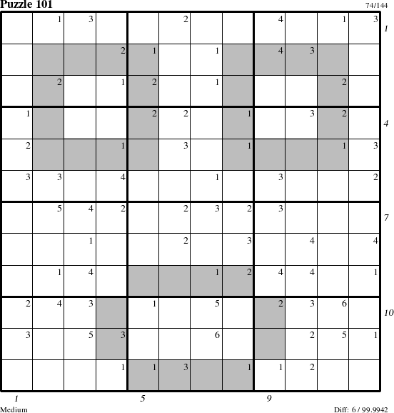 Step-by-Step Instructions for Puzzle 101 with all 6 steps marked