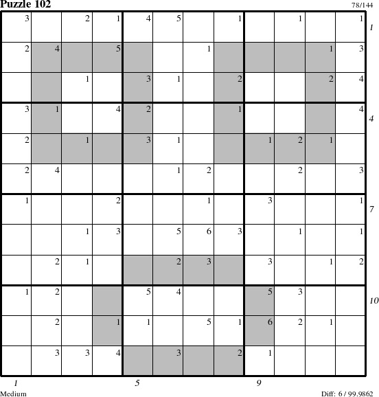 Step-by-Step Instructions for Puzzle 102 with all 6 steps marked