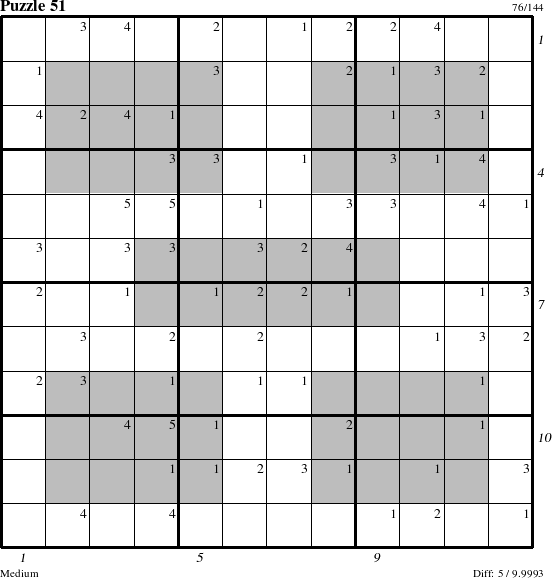 Step-by-Step Instructions for Puzzle 51 with all 5 steps marked