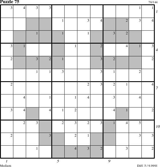 Step-by-Step Instructions for Puzzle 75 with all 5 steps marked