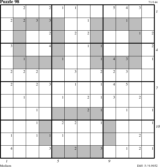 Step-by-Step Instructions for Puzzle 98 with all 5 steps marked