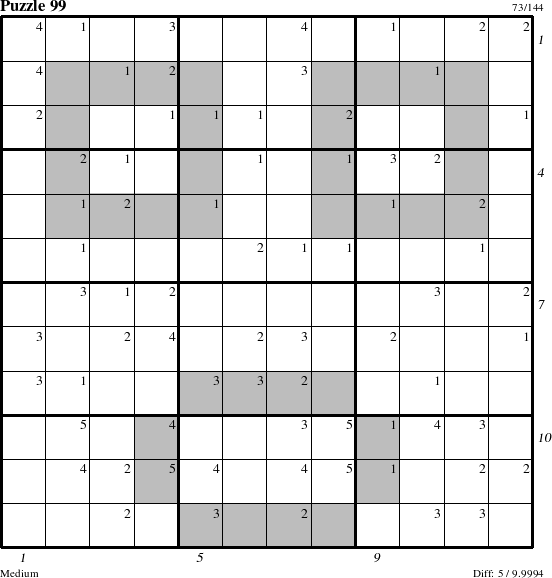 Step-by-Step Instructions for Puzzle 99 with all 5 steps marked