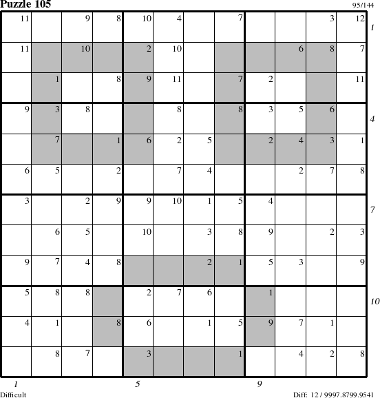 Step-by-Step Instructions for Puzzle 105 with all 12 steps marked