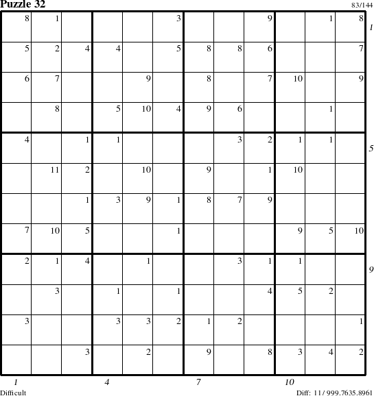 Step-by-Step Instructions for Puzzle 32 with all 11 steps marked