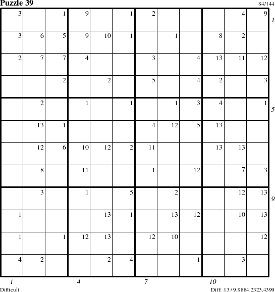 Step-by-Step Instructions for Puzzle 39 with all 13 steps marked