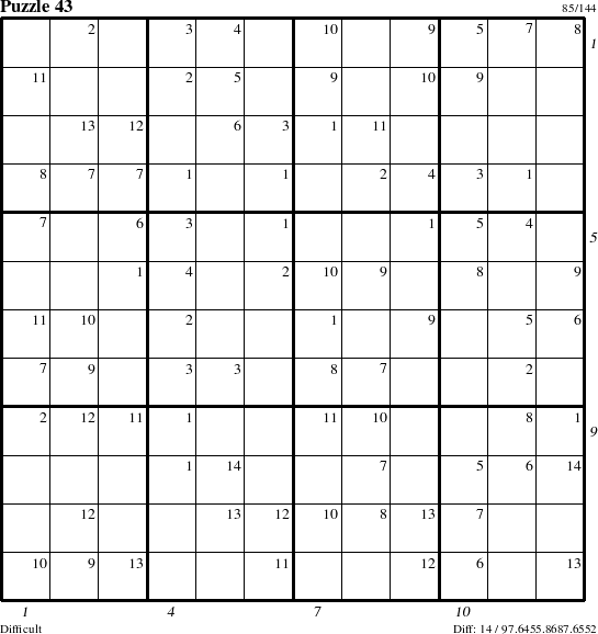 Step-by-Step Instructions for Puzzle 43 with all 14 steps marked