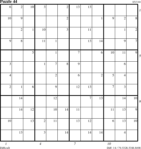 Step-by-Step Instructions for Puzzle 44 with all 14 steps marked