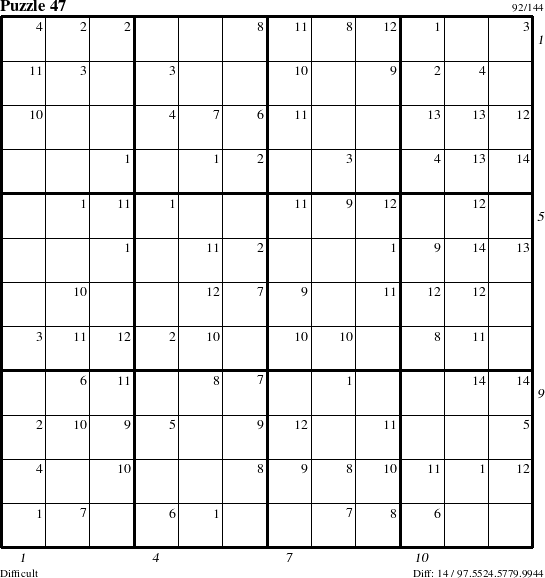 Step-by-Step Instructions for Puzzle 47 with all 14 steps marked