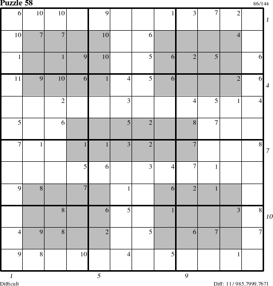 Step-by-Step Instructions for Puzzle 58 with all 11 steps marked