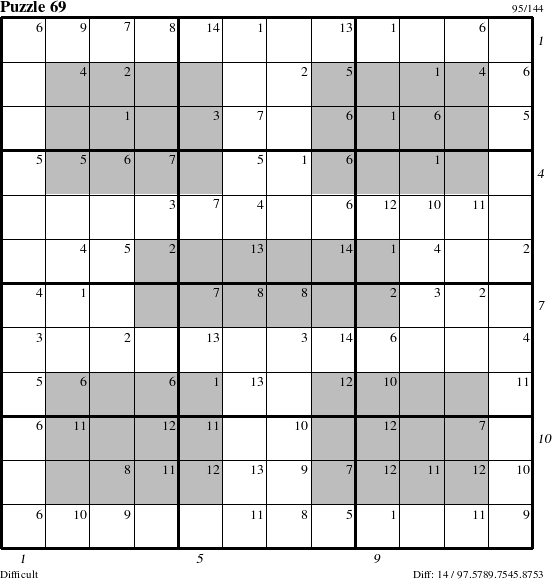 Step-by-Step Instructions for Puzzle 69 with all 14 steps marked