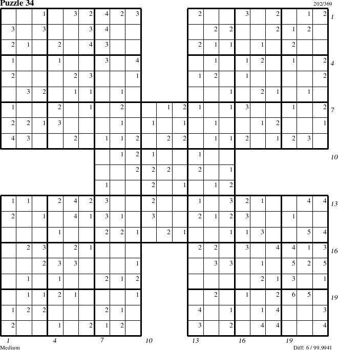 Step-by-Step Instructions for Puzzle 34 with all 6 steps marked