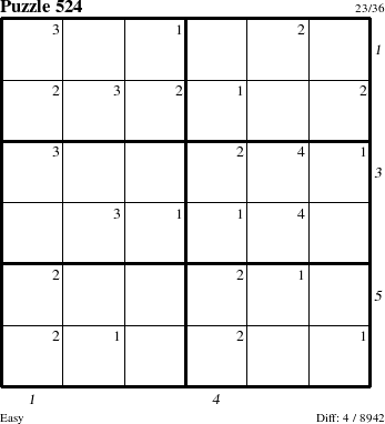 Step-by-Step Instructions for Puzzle 524 with all 4 steps marked