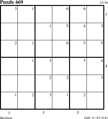 Step-by-Step Instructions for Puzzle 669 with all 6 steps marked