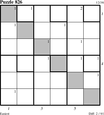 Step-by-Step Instructions for Puzzle 826 with all 2 steps marked