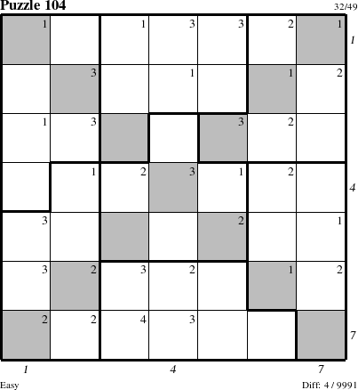 Step-by-Step Instructions for Puzzle 104 with all 4 steps marked