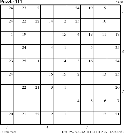 Step-by-Step Instructions for Puzzle 111 with all 25 steps marked