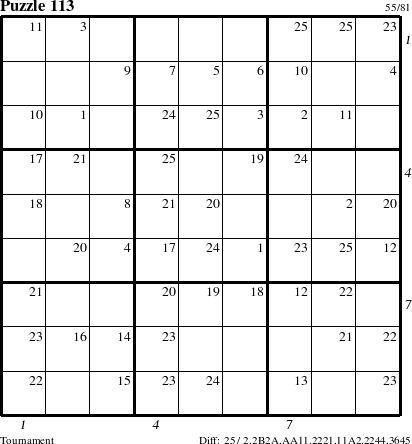 Step-by-Step Instructions for Puzzle 113 with all 25 steps marked