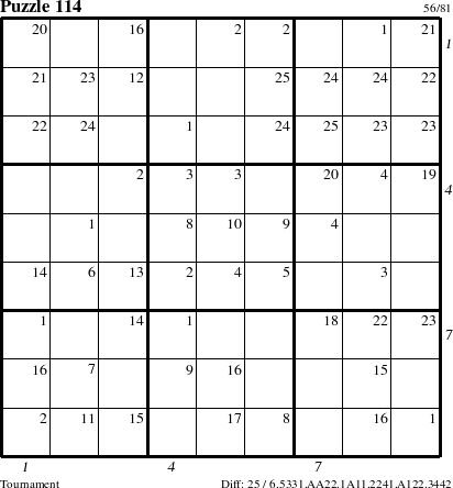 Step-by-Step Instructions for Puzzle 114 with all 25 steps marked