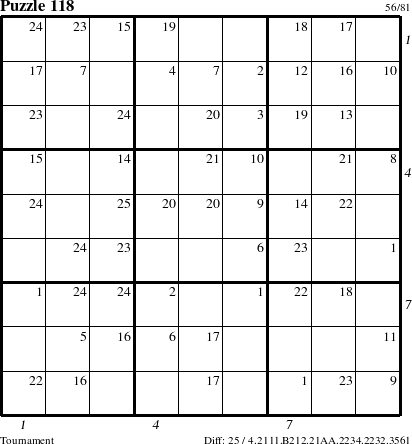 Step-by-Step Instructions for Puzzle 118 with all 25 steps marked