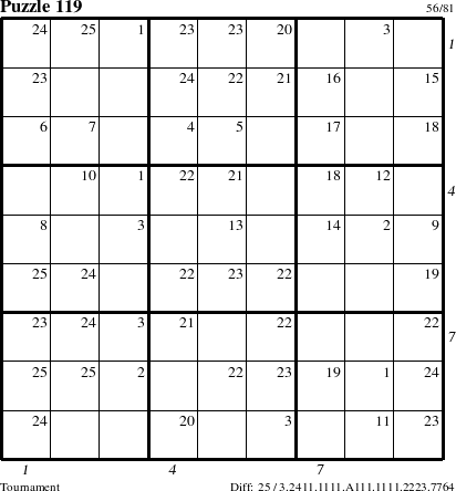 Step-by-Step Instructions for Puzzle 119 with all 25 steps marked