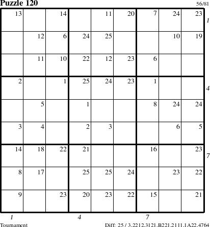 Step-by-Step Instructions for Puzzle 120 with all 25 steps marked