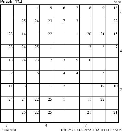 Step-by-Step Instructions for Puzzle 124 with all 25 steps marked