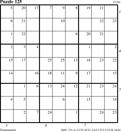 Step-by-Step Instructions for Puzzle 125 with all 25 steps marked